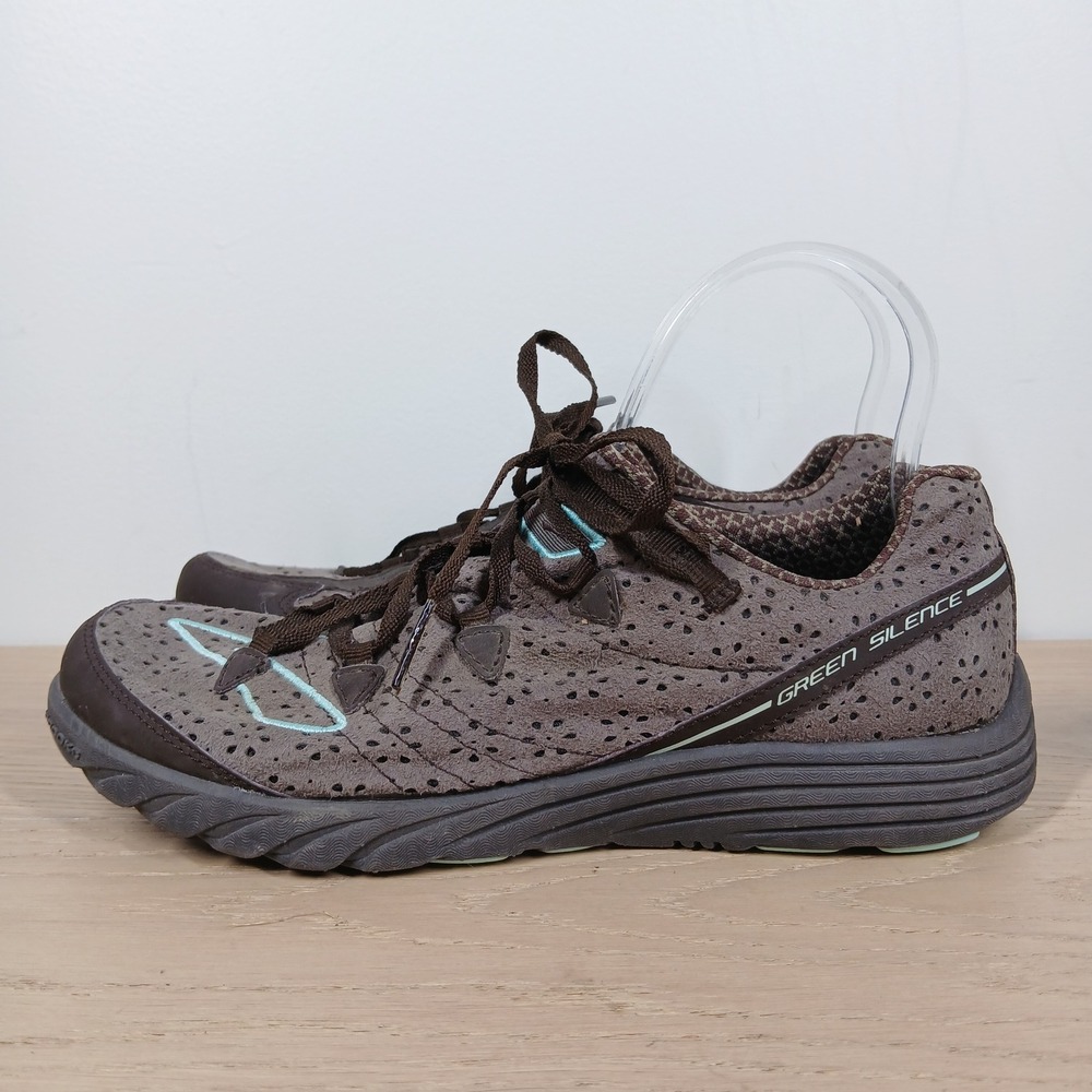 Brooks Green Silence Running Sneaker Womens 9 Brown Aqua Lace Up Lightweight